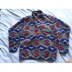 Patagonia Mens Medium Synchilla Snap-T Pullover Fleece Jacket Slowfoot Cobalt